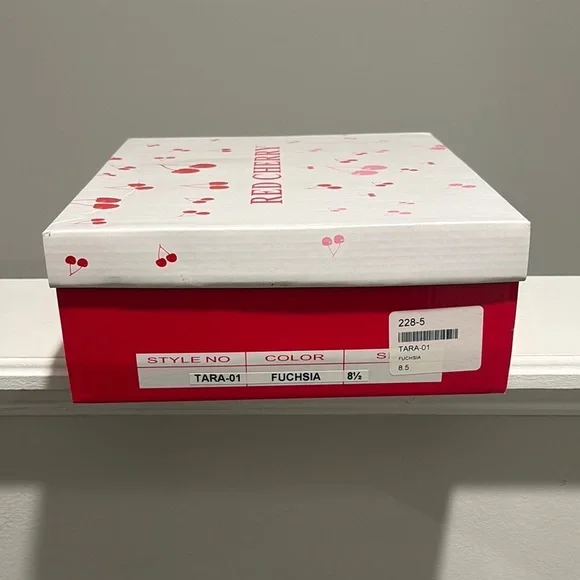 Red Cherry (Pink/White Platform Heels with Ankle Strap - Picture 6 of 7